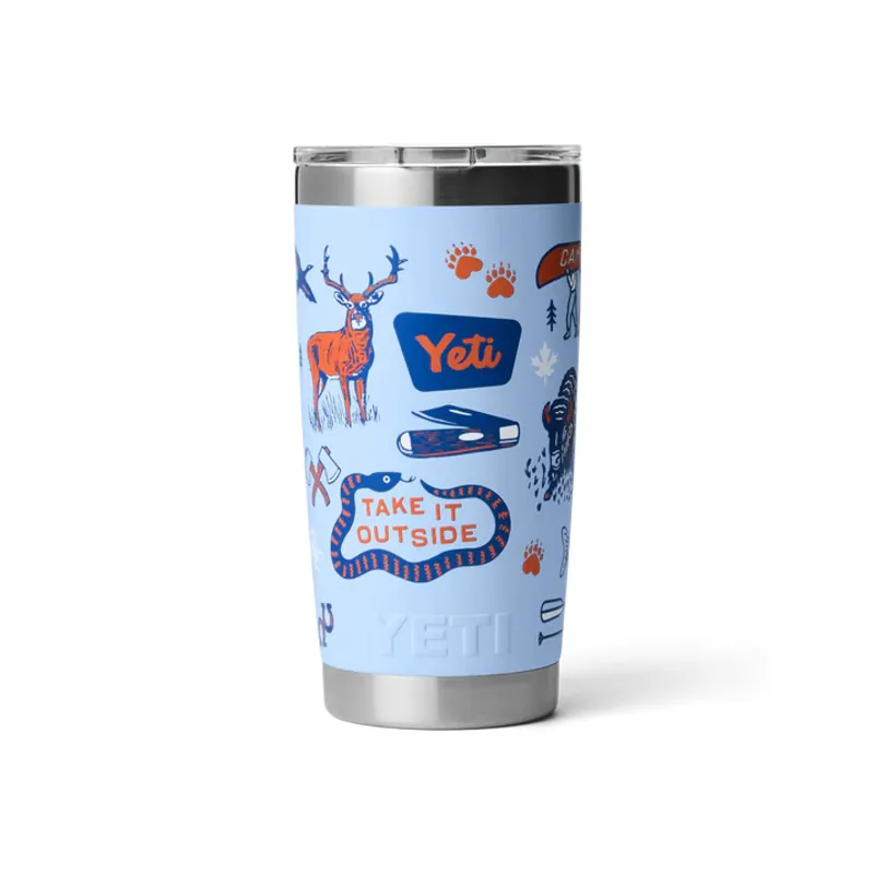 YETI Rambler 20 Oz Big Sky Blue Summer Camp Tumbler-1