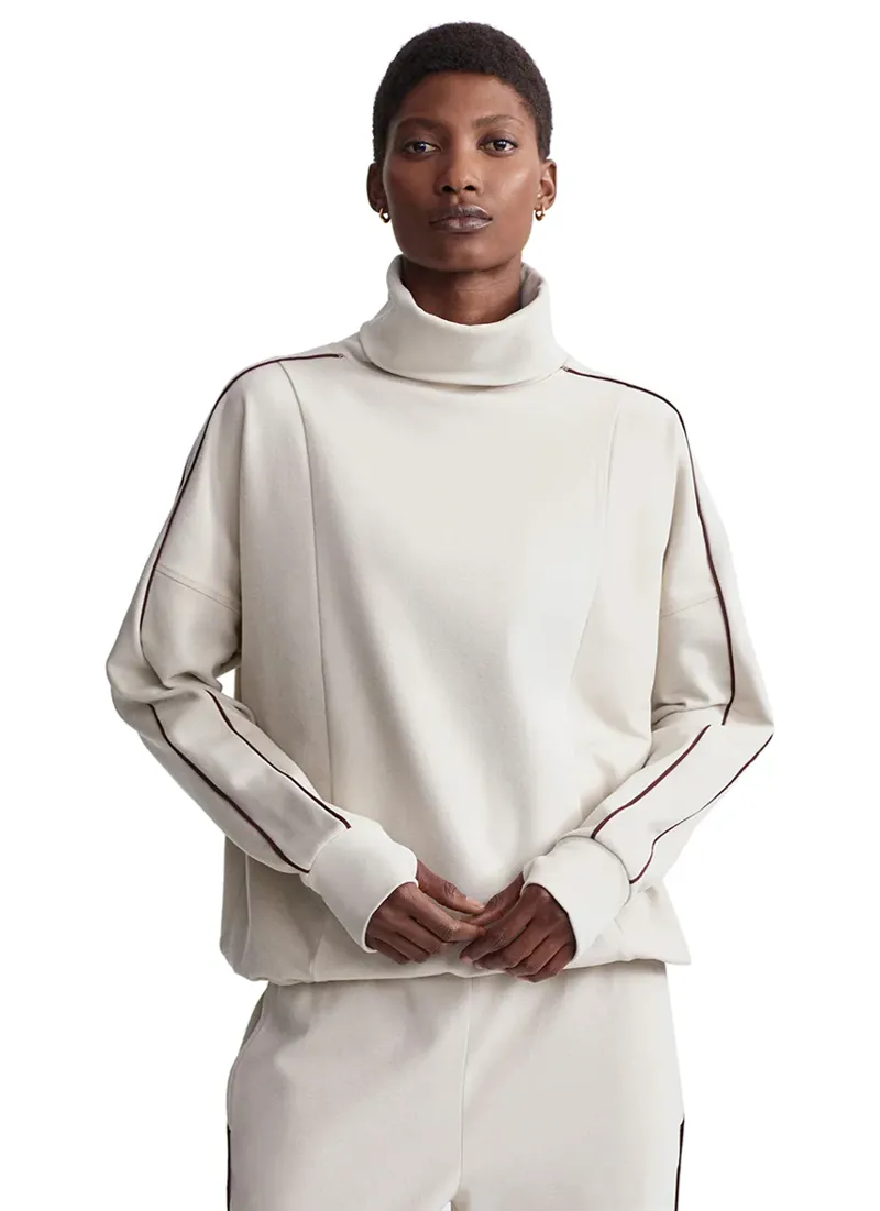 Varley Ariana High Neck Midlayer - Cement Marl and Bitter Chocolate