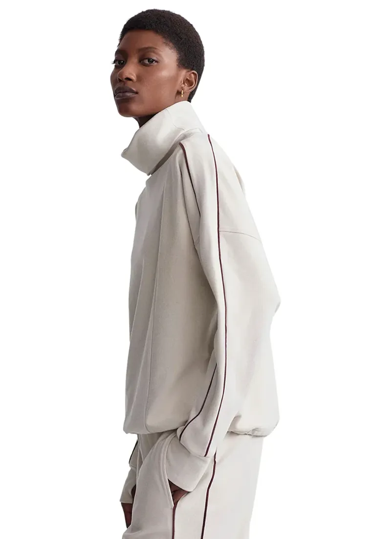 Varley Ariana High Neck Midlayer - Cement Marl and Bitter Chocolate-1