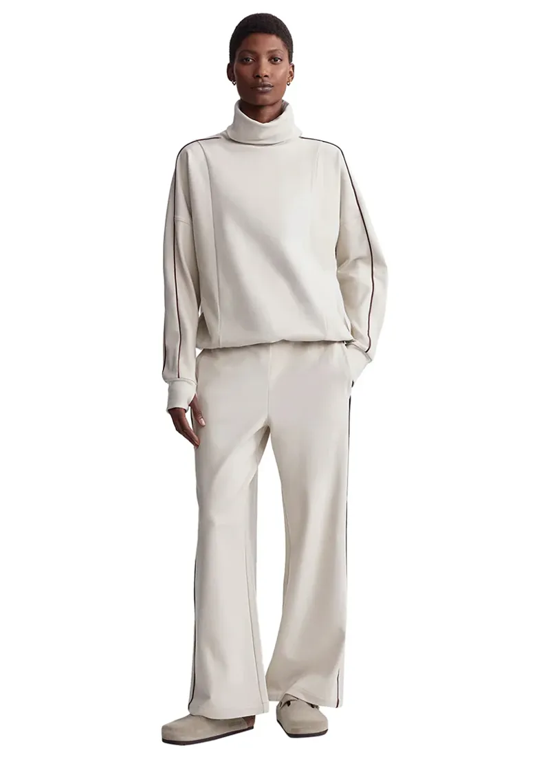 Varley Ariana High Neck Midlayer - Cement Marl and Bitter Chocolate-3