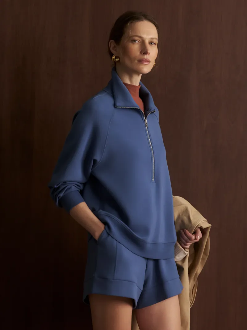 Varley Selene Half Zip Sweat - Bijou Blue-3