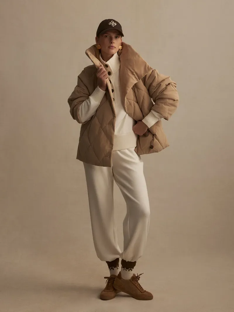Varley Evren Short Quilted Coat - Light Taupe