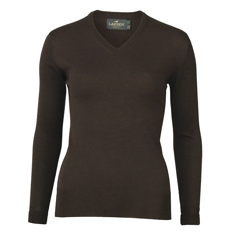 Laksen Ladies Carnaby Chocolate V-Neck Jumper