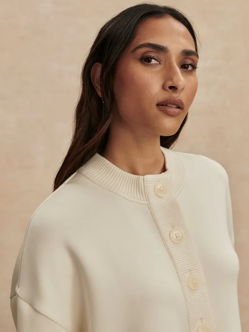 Varley Reena Button Front Sweat - Pristine-1