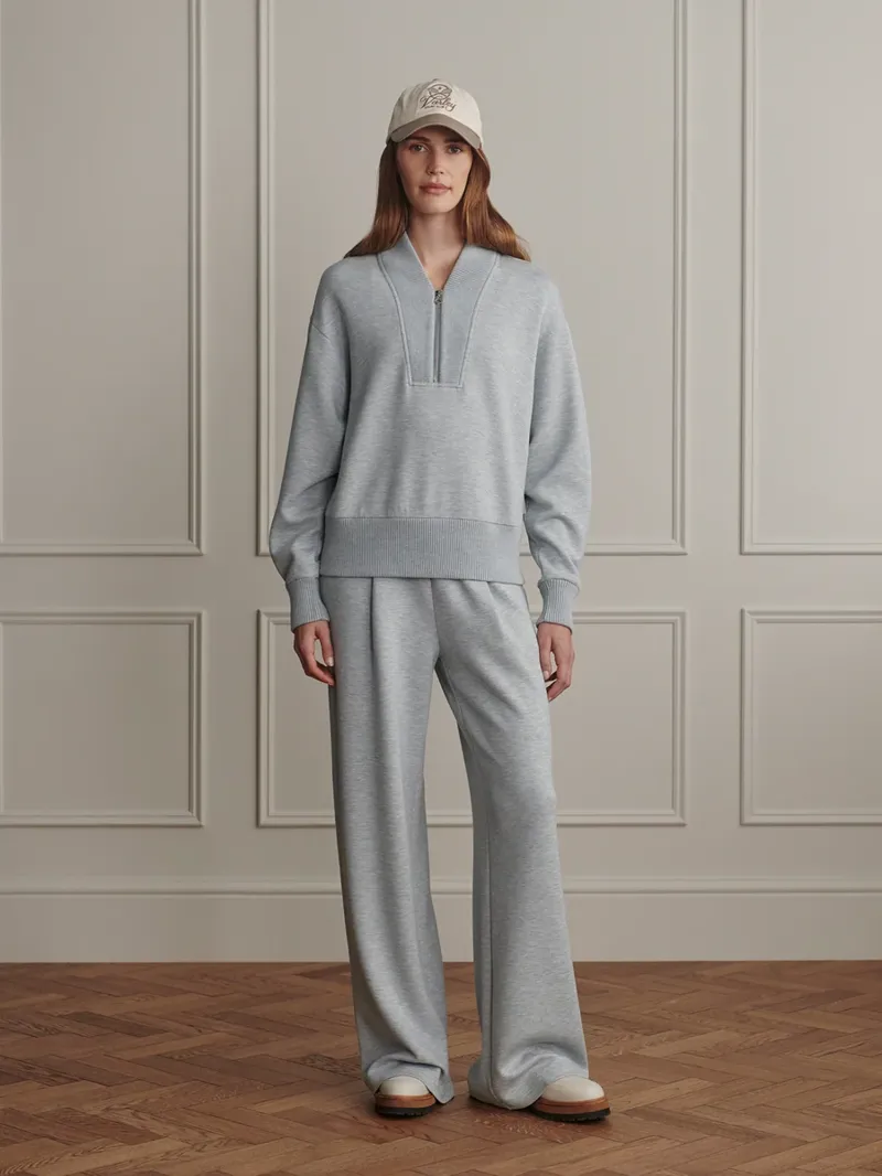 Varley Sally Half-Zip Sweat - Blue Green Marl-2