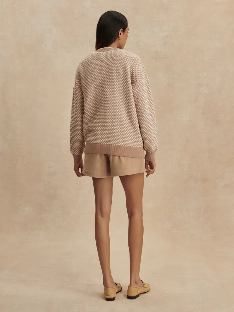 Varley Tarran Stitch Knit Cardigan - Light Taupe-3