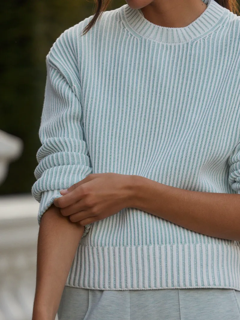 Varley Seymour Knit Sweater - Blue Haze/Snow White-2