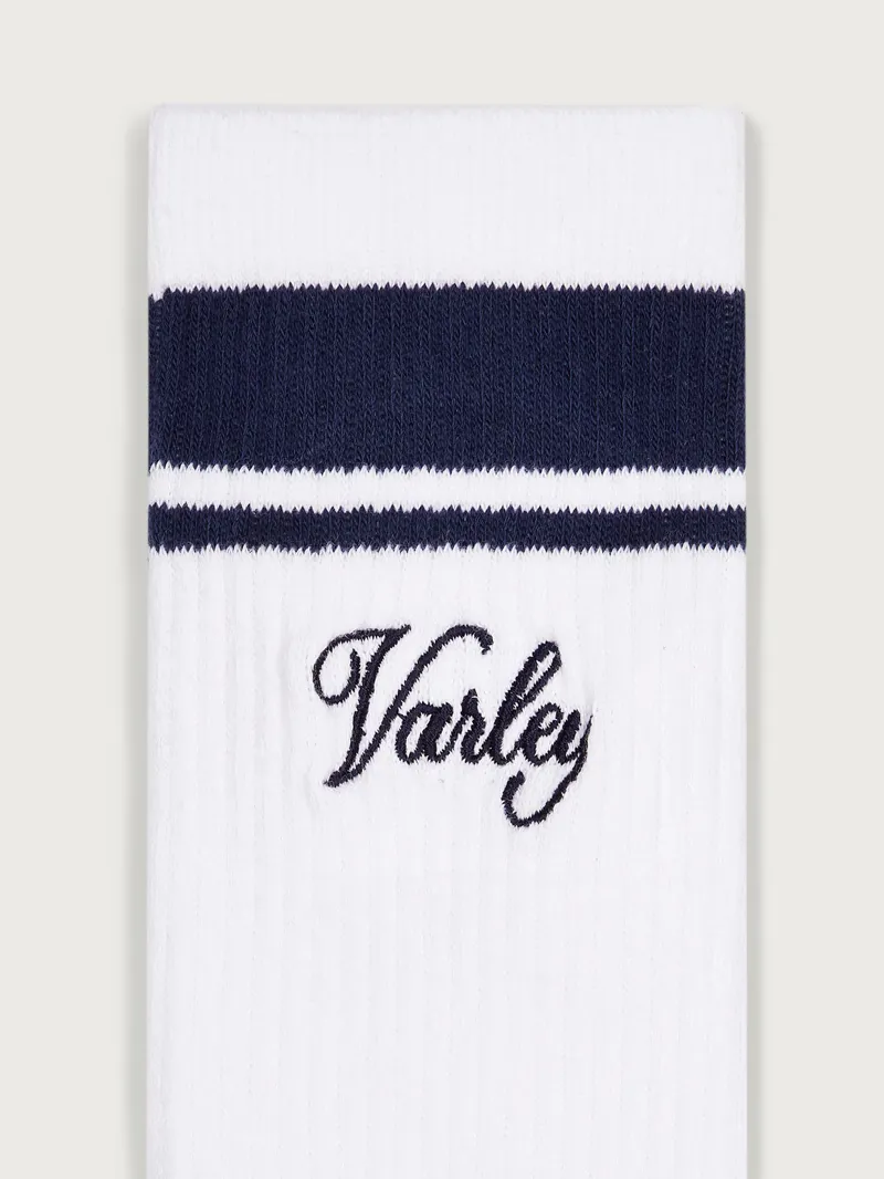 Varley Lamar Club Stripe Sock - White/ Blue Nights-1