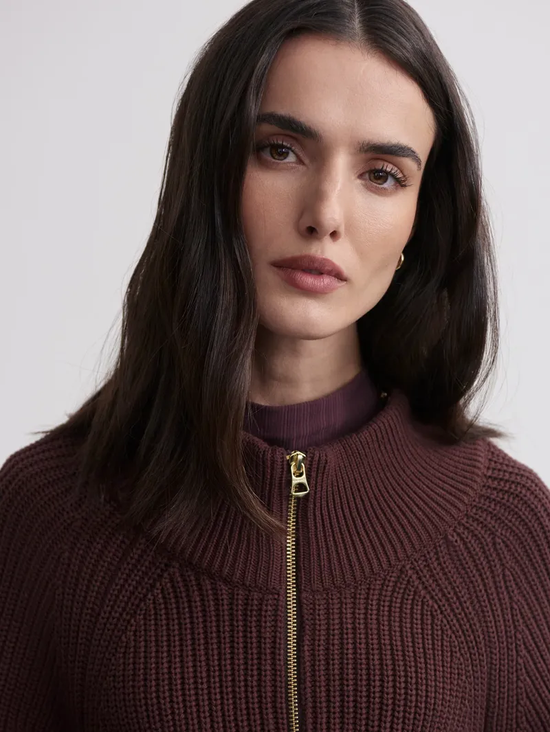 Varley Tessa Knit Jacket - Deep Mahogany-3