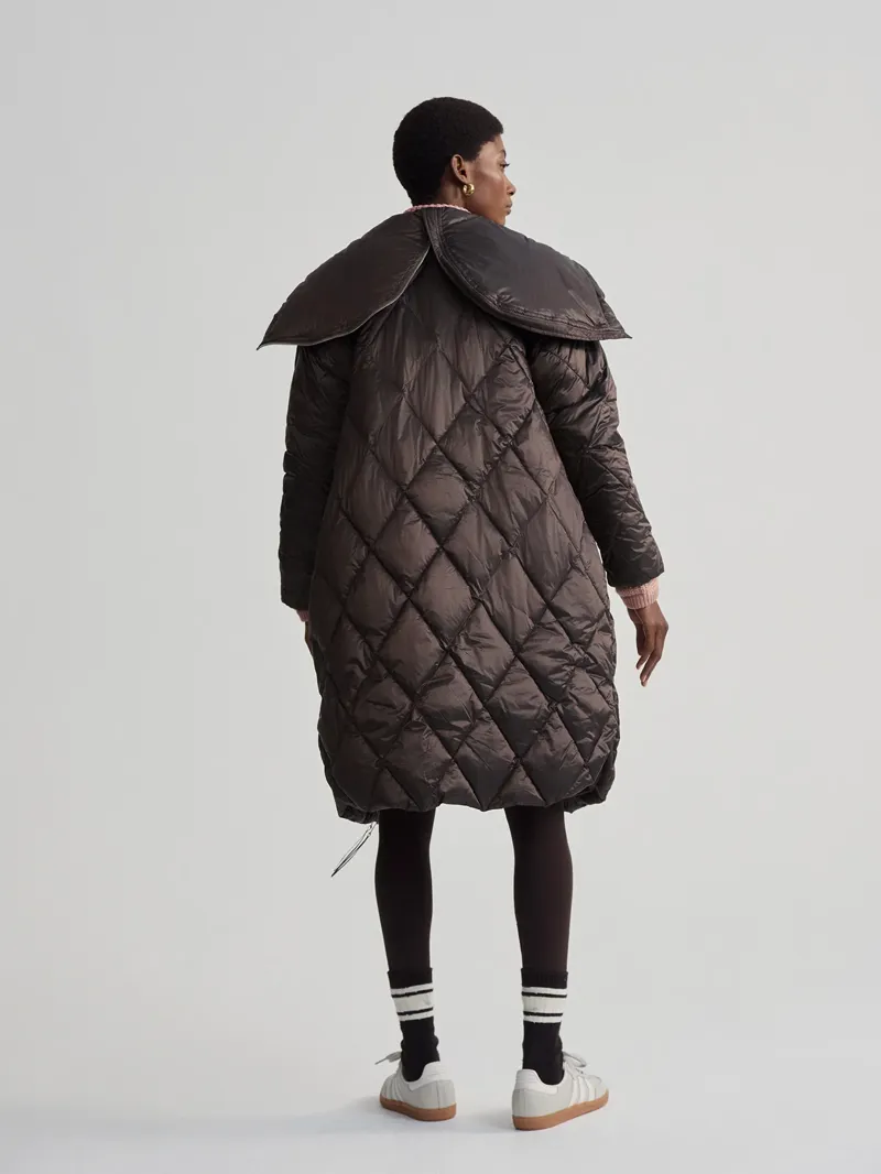 Varley  Frisco Long Quilt Coat - Coffee Quartz Metallic-5