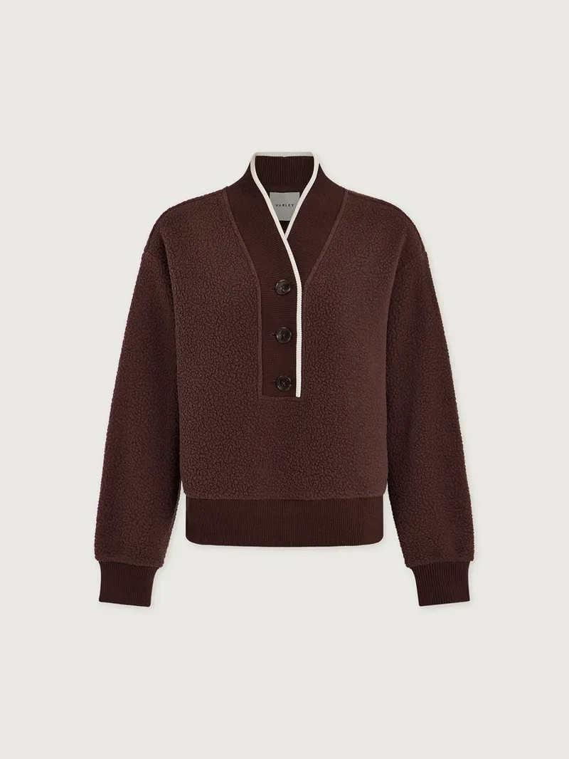 Varley Brenna Button-Neck Fleece - Mahogany-4