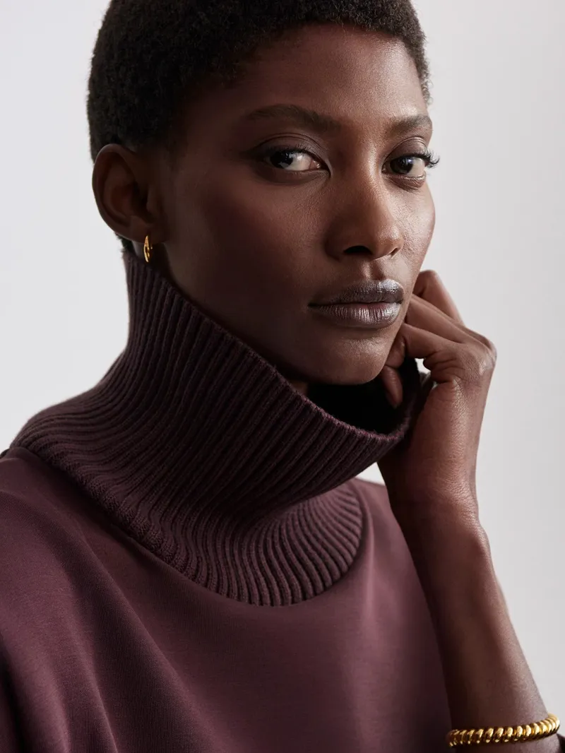 Varley Barker High Neck Sweat - Deep Mahogany-4