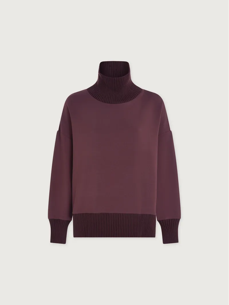 Varley Barker High Neck Sweat - Deep Mahogany-5