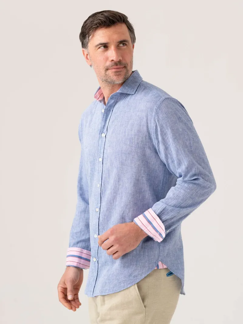 KOY Cotton/Linen Shirt - Blue-3