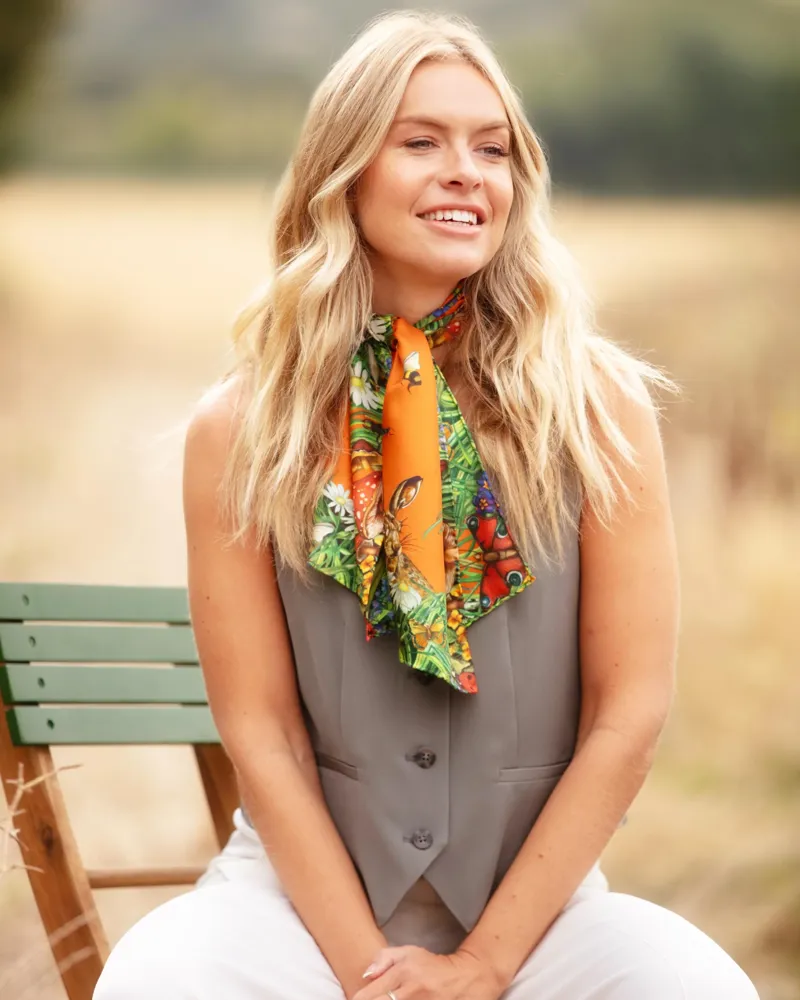 Clare Haggas Spiritual Awakening Saffron Narrow Scarf