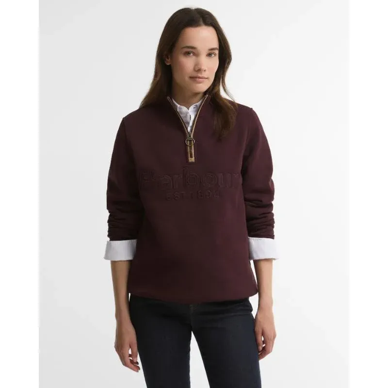 Barbour Ladies Cynthia Quarter-Zip Jumper - Fig