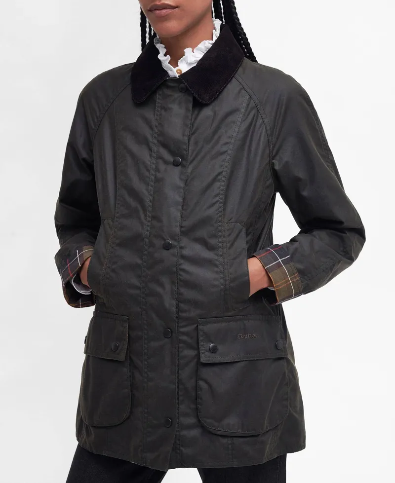 Barbour Ladies Classic Beadnell Waxed Jacket - Olive-5