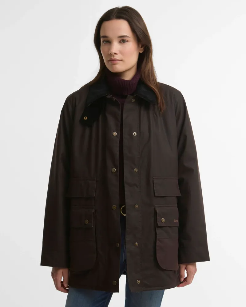 Barbour Ladies Modern Border Waxed Jacket - Rusted/Muted