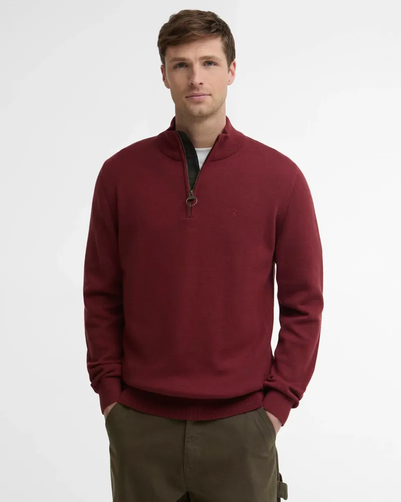 Barbour Cotton Quarter-Zip Jumper - Russet