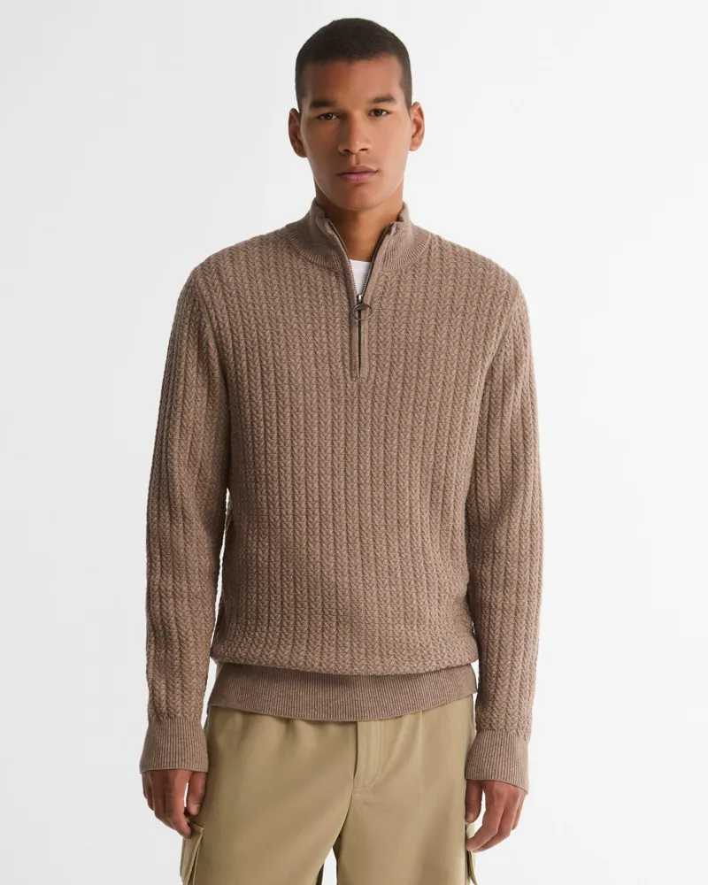 Barbour Herringbone Half-Zip Jumper - Stone