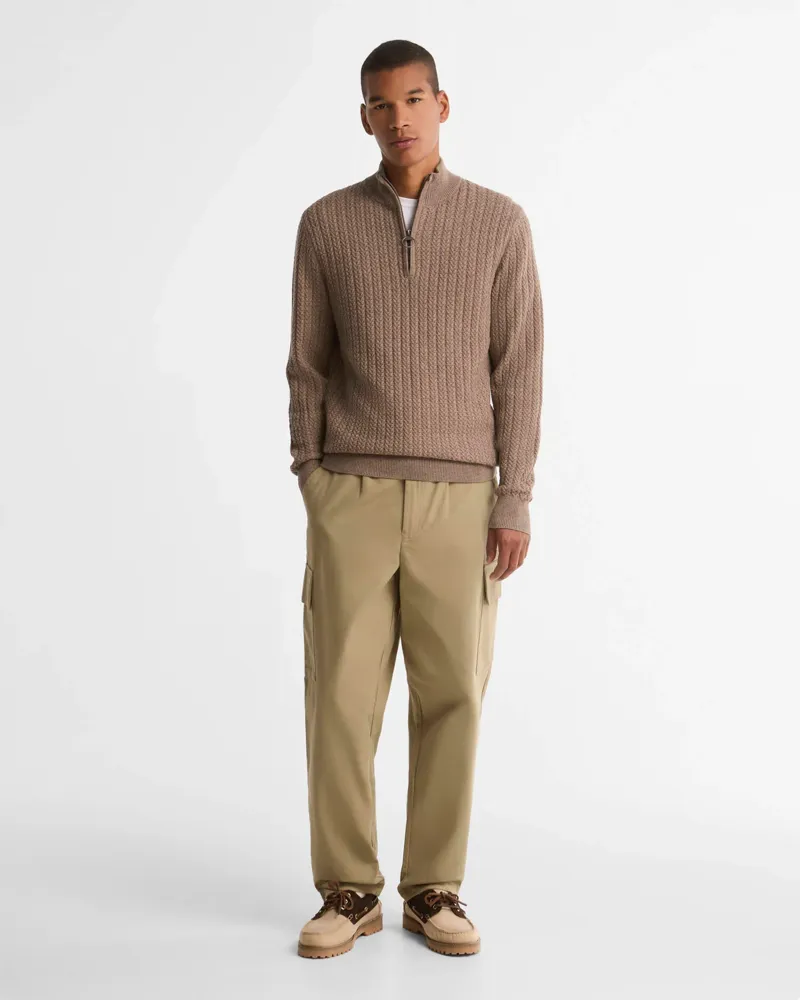 Barbour Herringbone Half-Zip Jumper - Stone-1