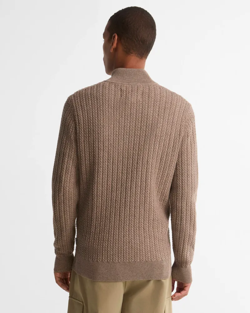 Barbour Herringbone Half-Zip Jumper - Stone-2