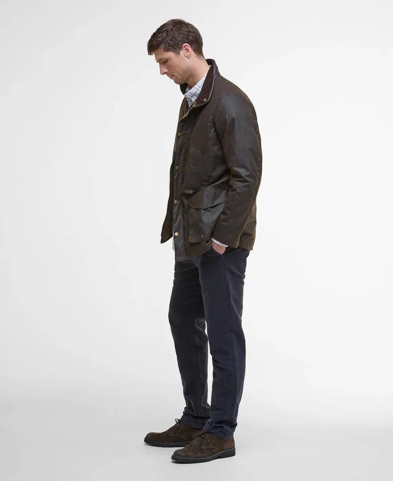 Barbour Hereford Waxed Jacket - Olive-1
