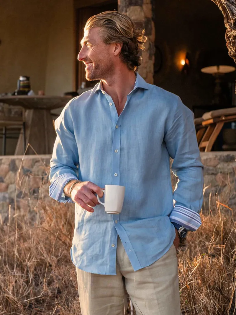KOY Linen Shirt - Ocean Blue