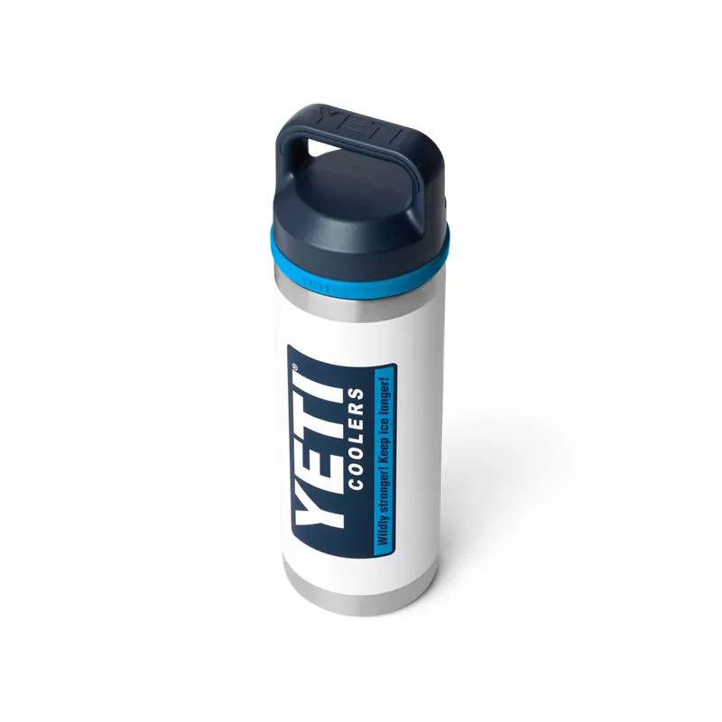 YETI Rambler 18 Oz Bottle With Chug Cap - White/Blue-1
