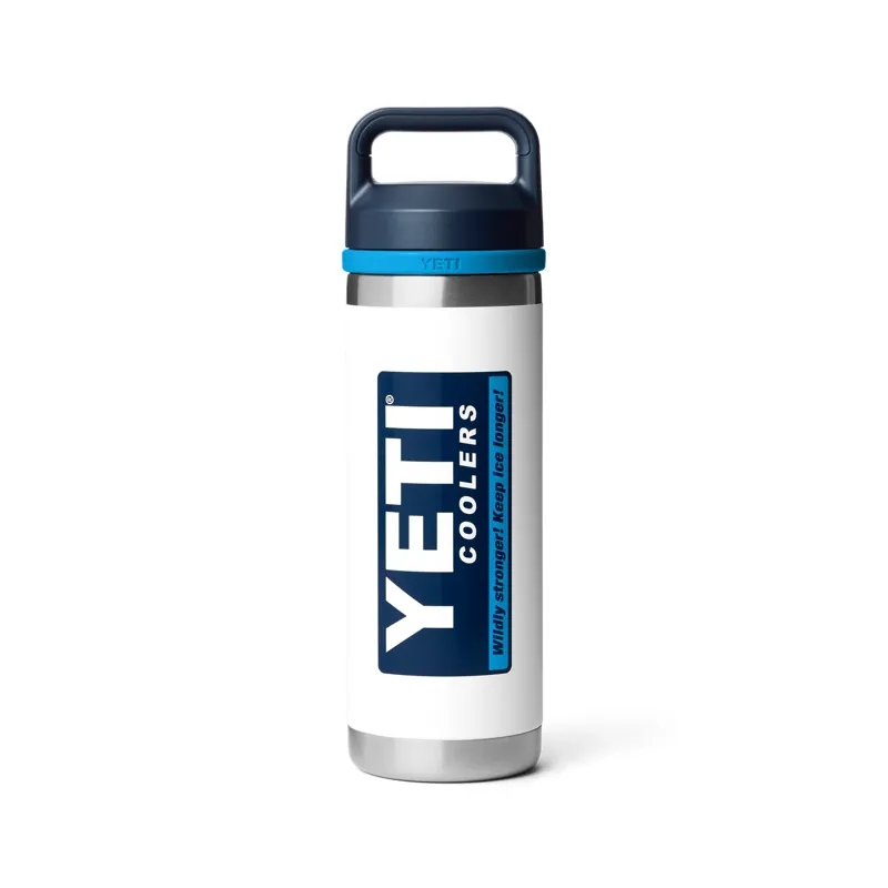 YETI Rambler 18 Oz Bottle With Chug Cap - White/Blue
