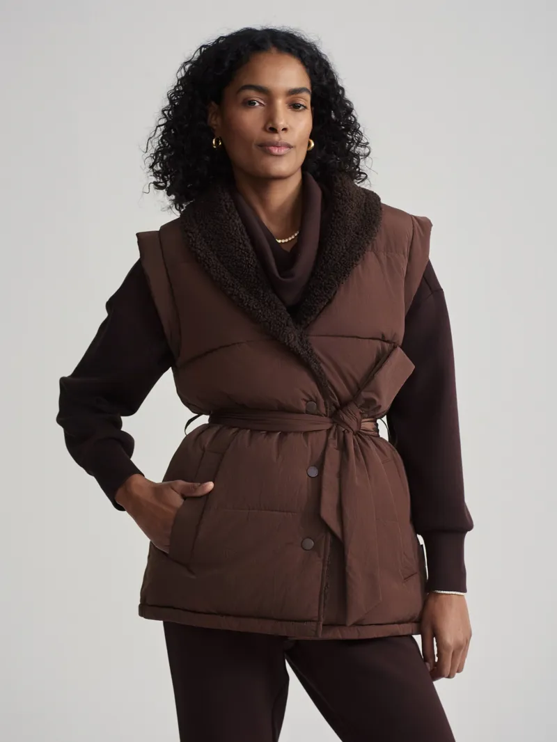 Varley Lanville Reversible Gilet - Chestnut / Coffee Bean