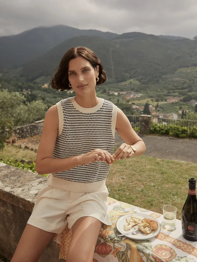 Varley Knowles Textured Knit Vest - Birch Multi Stitch-1