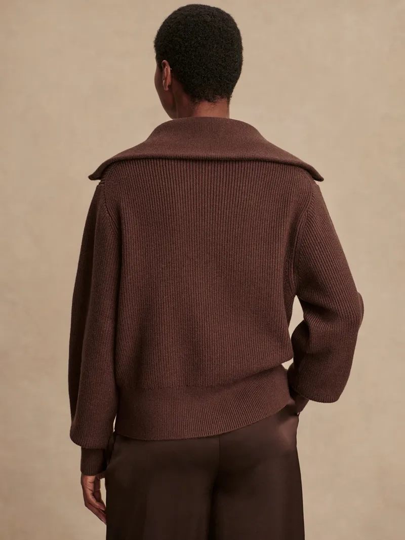 Varley Enrico Knit Jacket - Coffee Bean-3