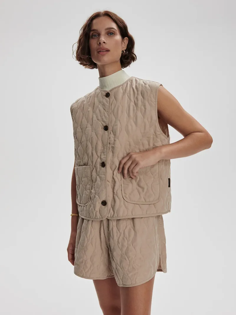 Varley Karla Quilted Gilet - Light Taupe
