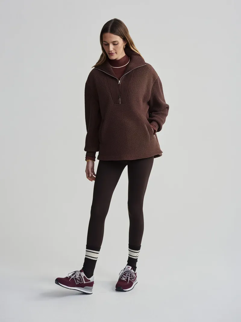 Varley Theresa Half Zip Fleece Combo - Chestnut-3