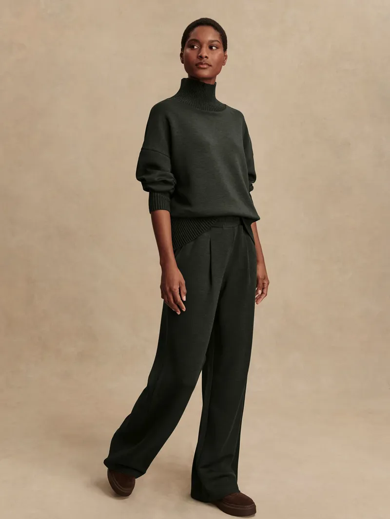 Varley The Extra Wide Leg Pant 29.5 - Olive Marl-1