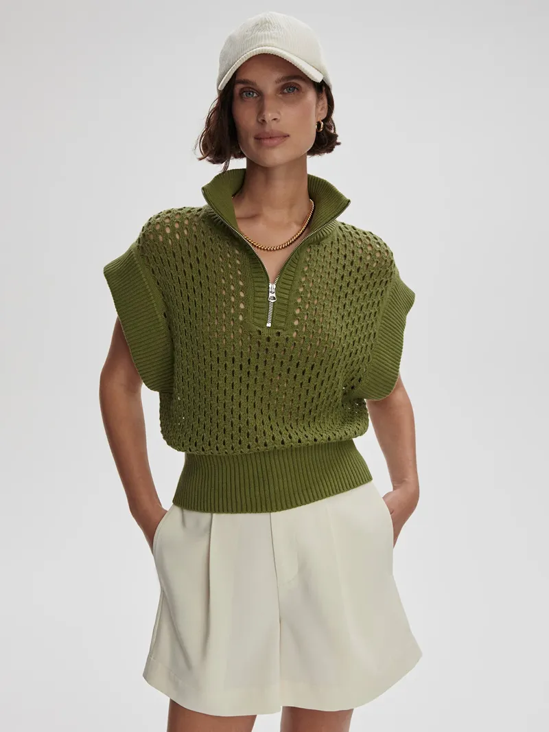 Varley Gaines Half-Zip Knit - Fresh Fern-4