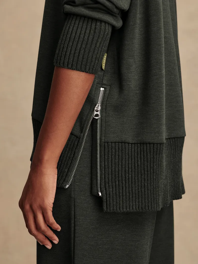 Varley Barker High-Neck Sweat - Olive Marl-3