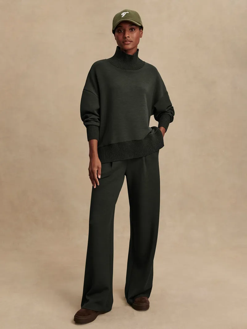 Varley Barker High-Neck Sweat - Olive Marl-2