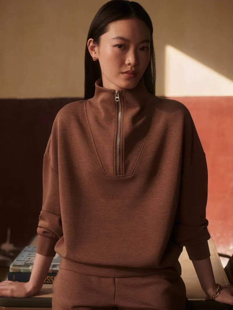 Varley Hawley Half-Zip Sweat - Golden Bronze Marl-2