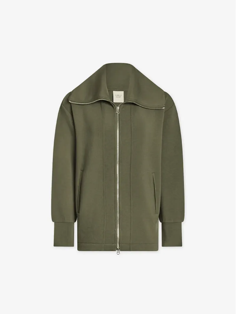 Varley Raleigh Zip-Through Sweat - Olive Night-1