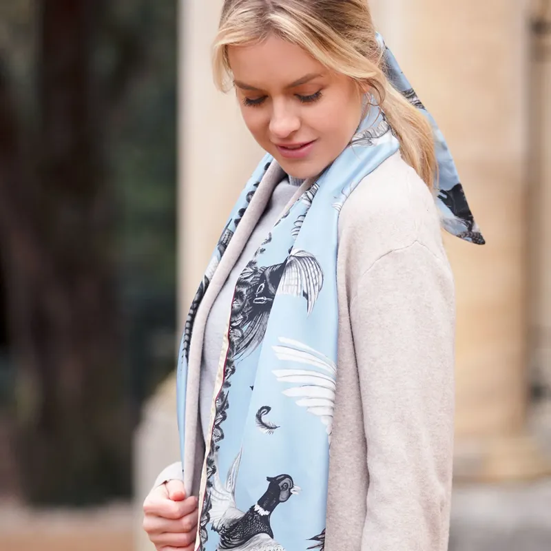 Clare Haggas Turf War Mono Blue Classic Scarf-1