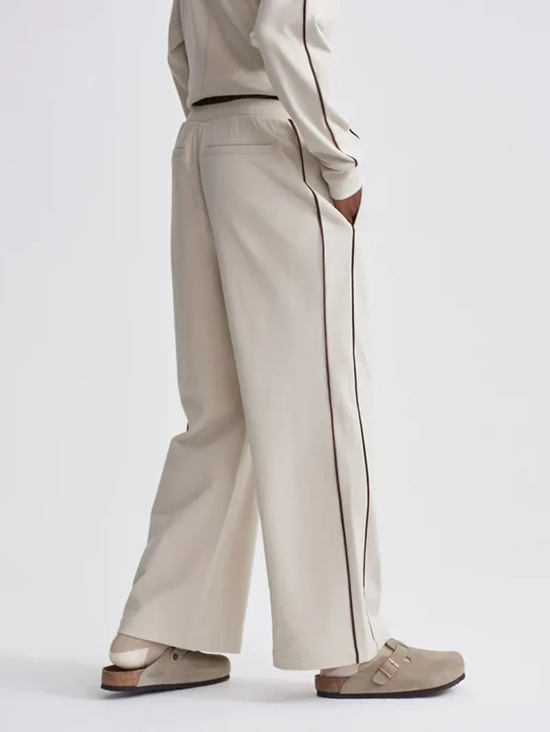 Varley Brushed Rib Wide Leg Pant 28 - Cement Marl and Bitter Chocolate-3
