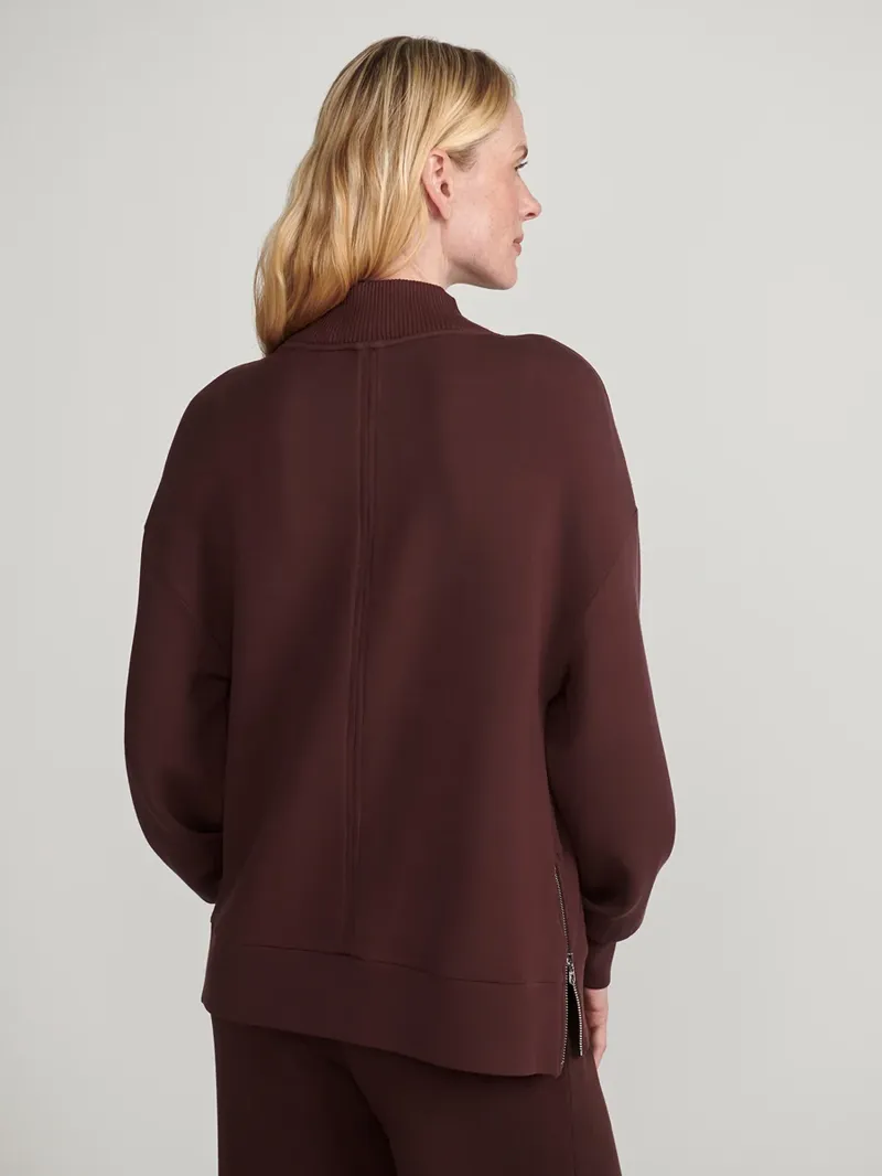 Varley Novi Longline Mock Neck Sweater - Deep Mahogany-4
