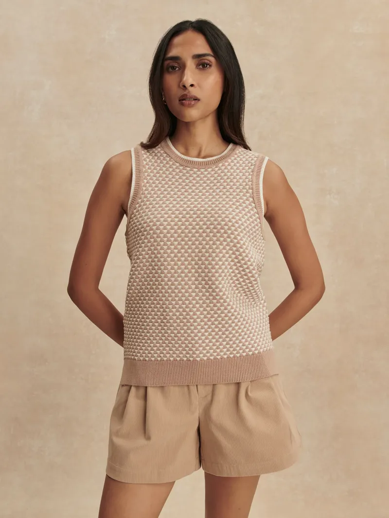 Varley Jenson Stitch Knit Tank - Light Taupe