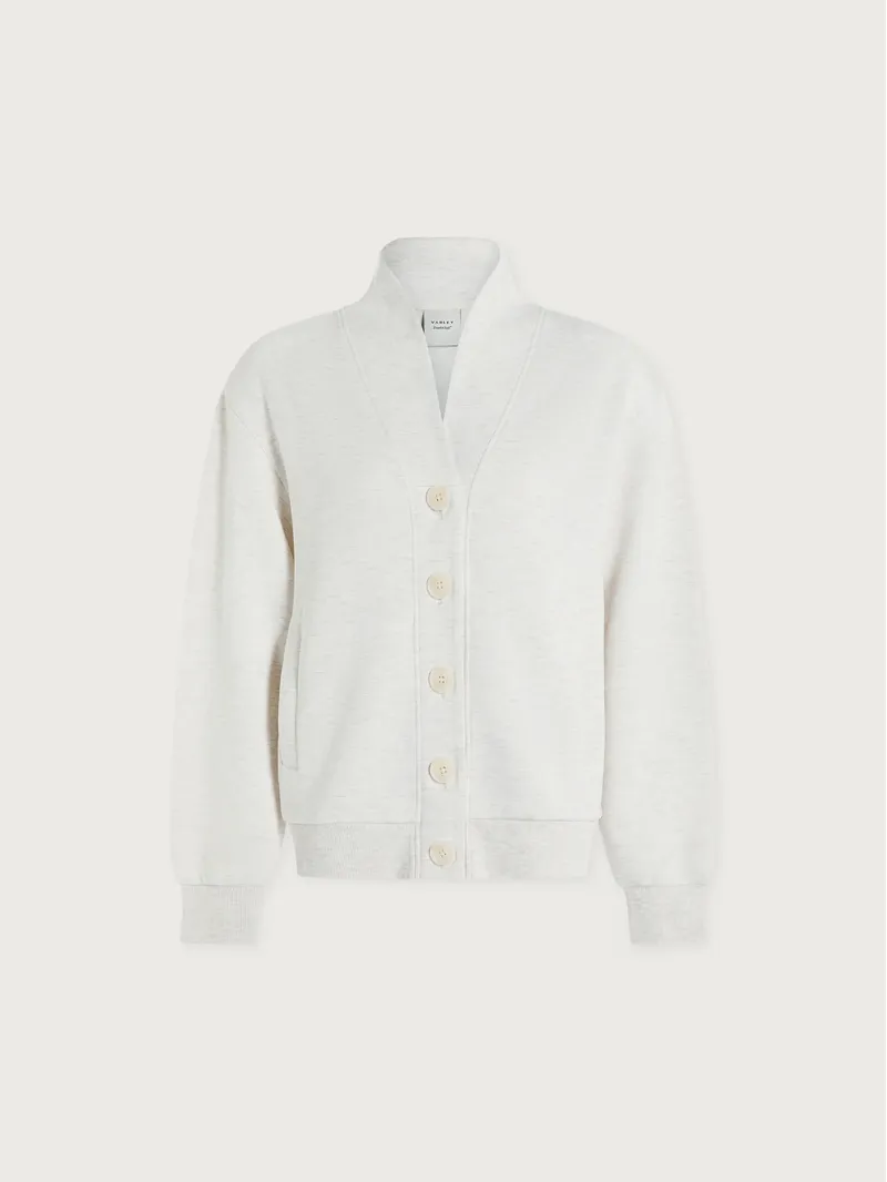 Varley Celeste Button Through Sweat - Ivory Marl-6