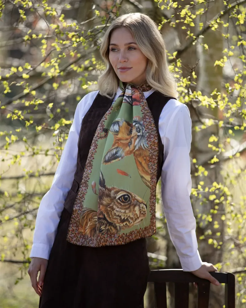 Clare Haggas A Head Of The Game Fern Green Classic Scarf-3