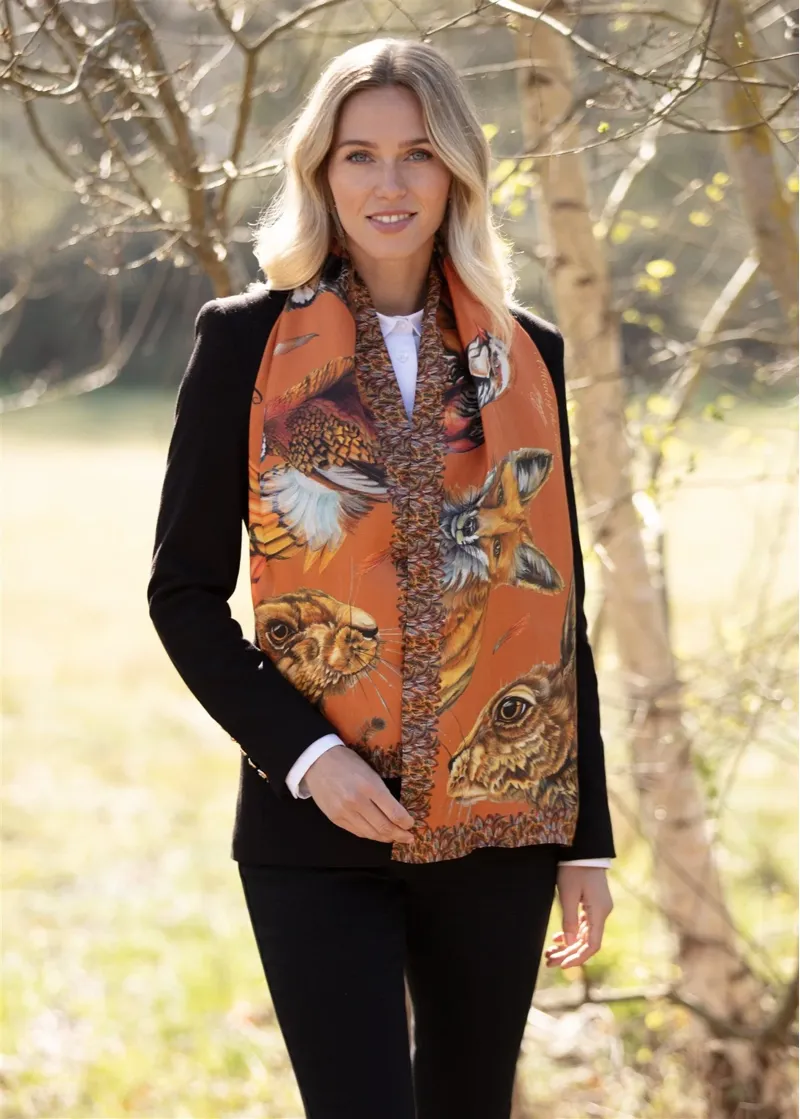Clare Haggas A Head Of The Game Burnt Orange Classic Scarf