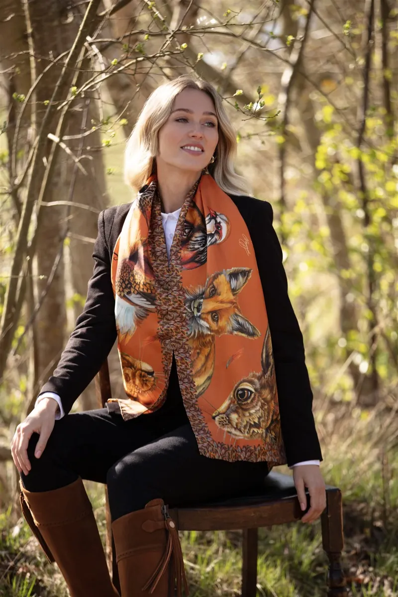 Clare Haggas A Head Of The Game Burnt Orange Classic Scarf-3