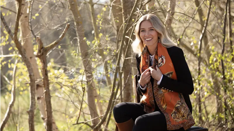 Clare Haggas A Head Of The Game Burnt Orange Classic Scarf-7